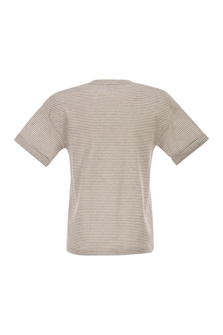 striped linen and cotton t-shirt with luminous yarns by Selfnex