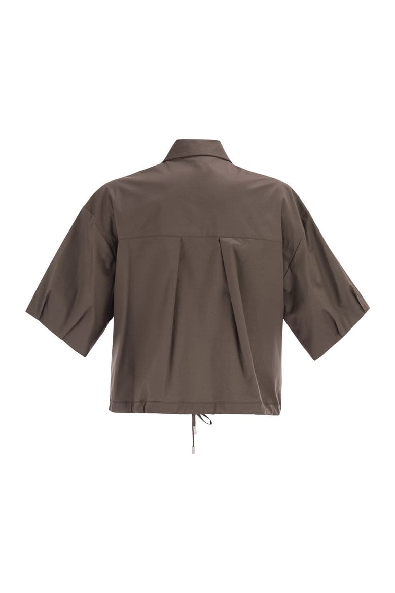 cropped stretch cotton shirt with drawstring by Selfnex