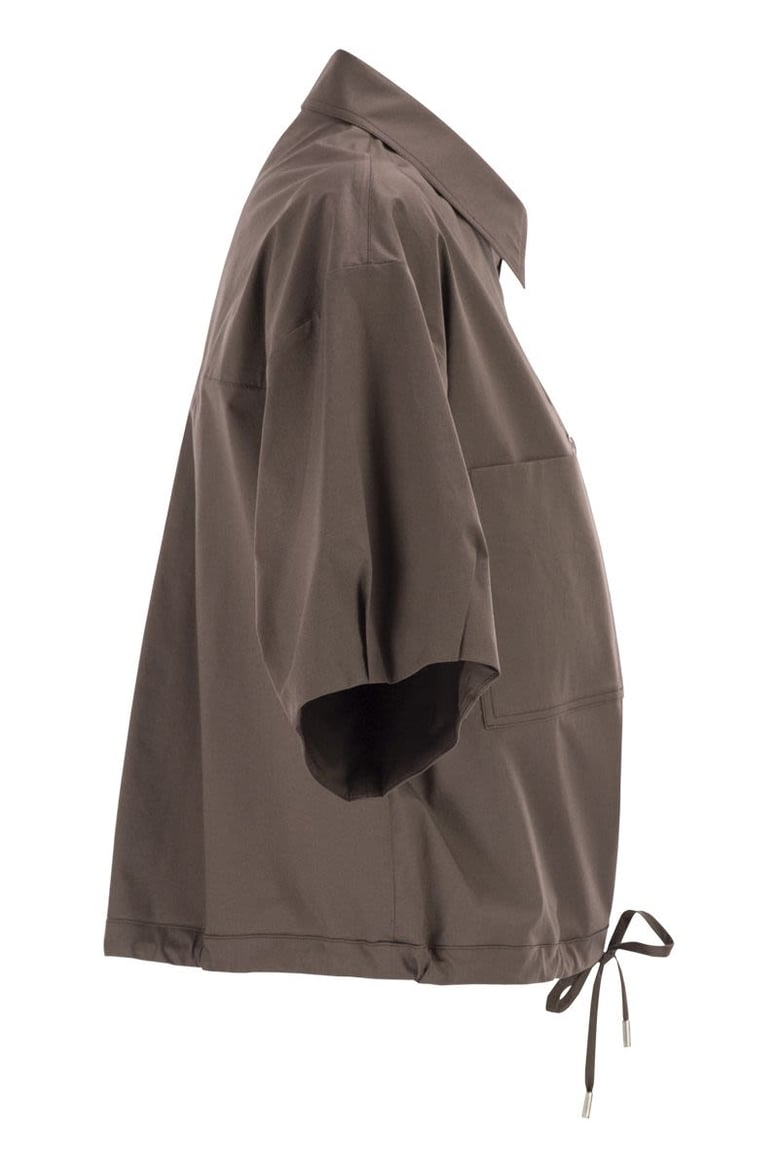 cropped stretch cotton shirt with drawstring by Selfnex