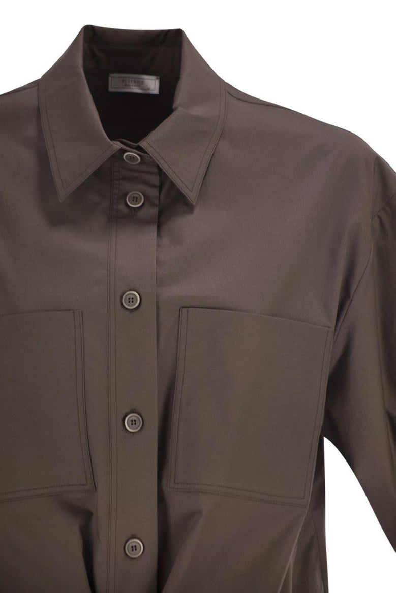 cropped stretch cotton shirt with drawstring by Selfnex