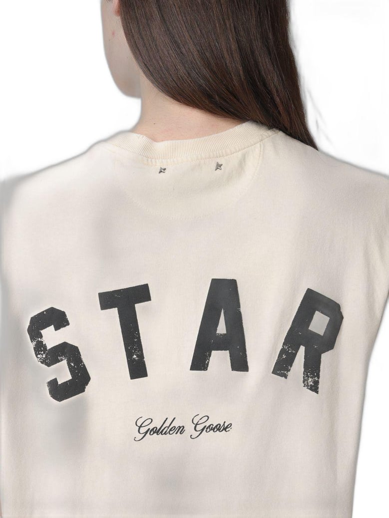 golden goose crystal embellished cotton t-shirt by Selfnex