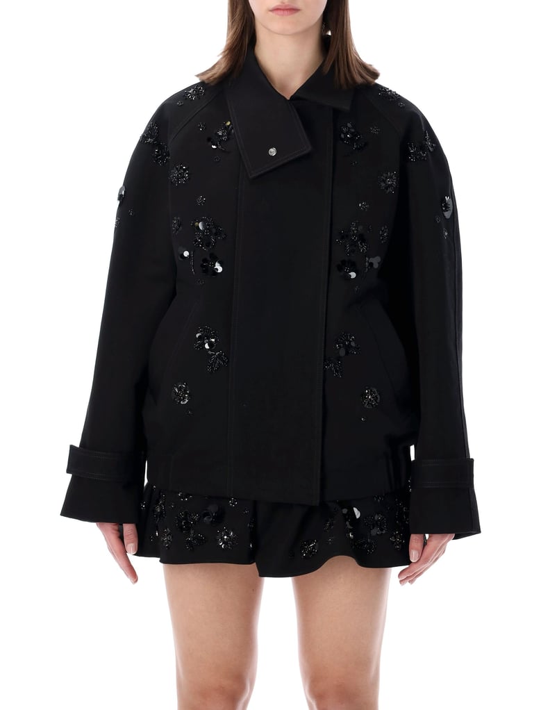 golden goose oversized cotton twill jacket with floral embroidery by Selfnex