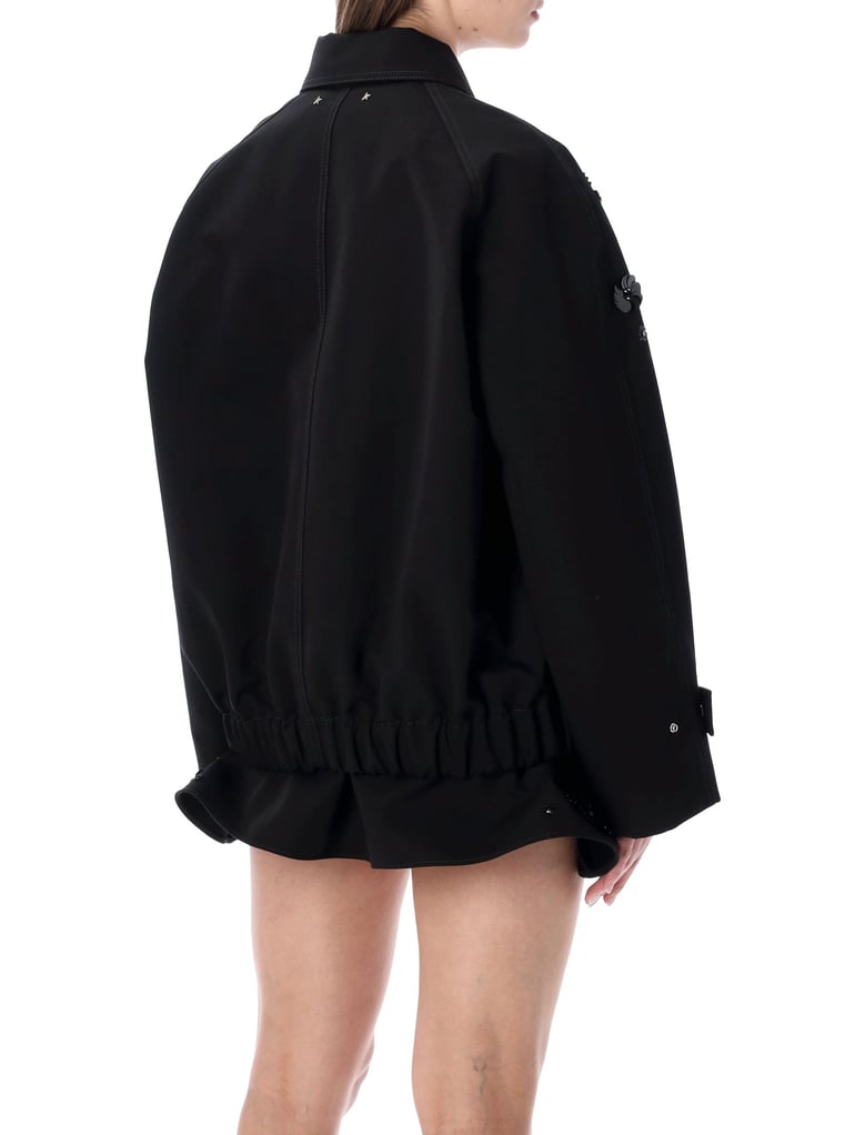 golden goose oversized cotton twill jacket with floral embroidery by Selfnex