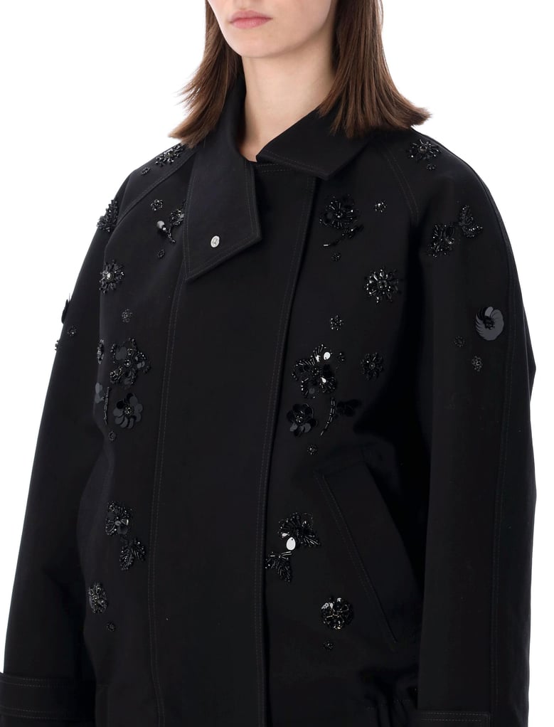 golden goose oversized cotton twill jacket with floral embroidery by Selfnex