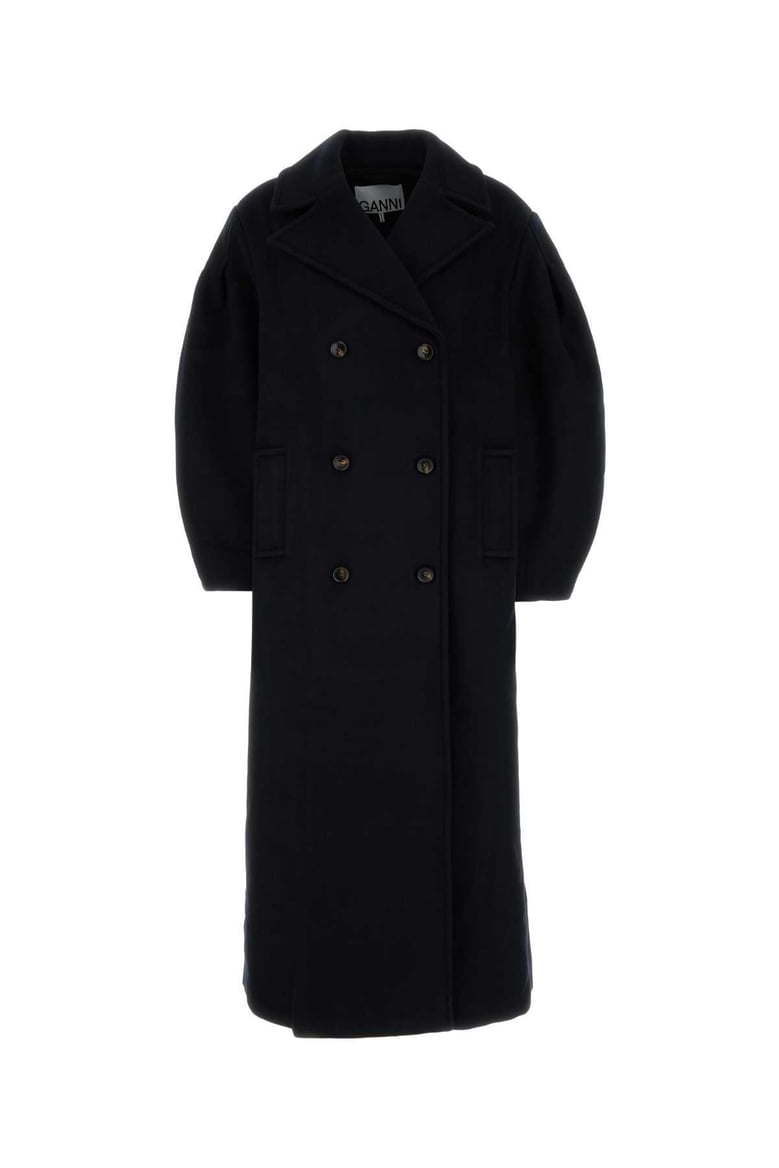 blue recycled wool polyester cashmere nylon coat by Selfnex