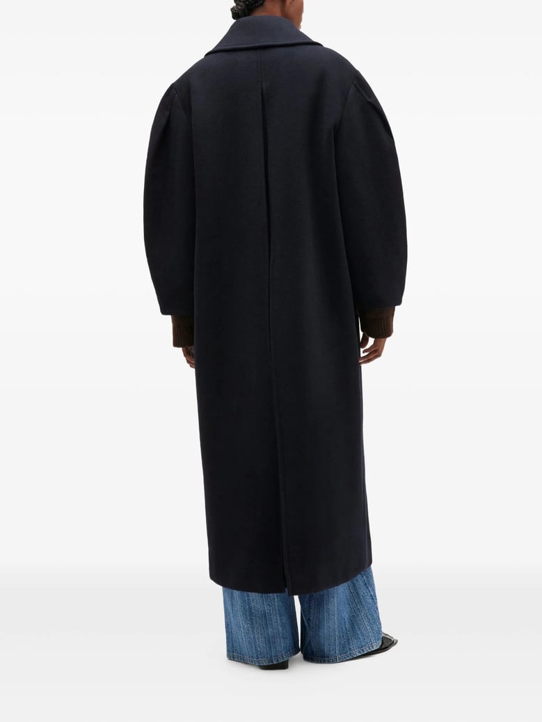 blue recycled wool polyester cashmere nylon coat by Selfnex