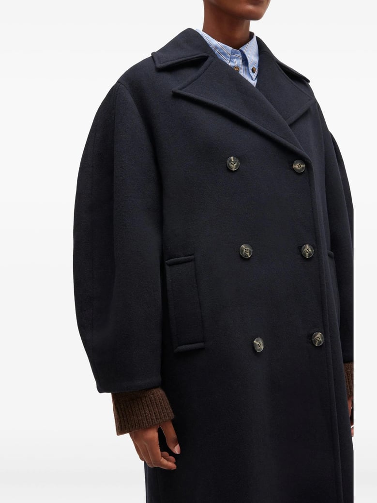 blue recycled wool polyester cashmere nylon coat by Selfnex