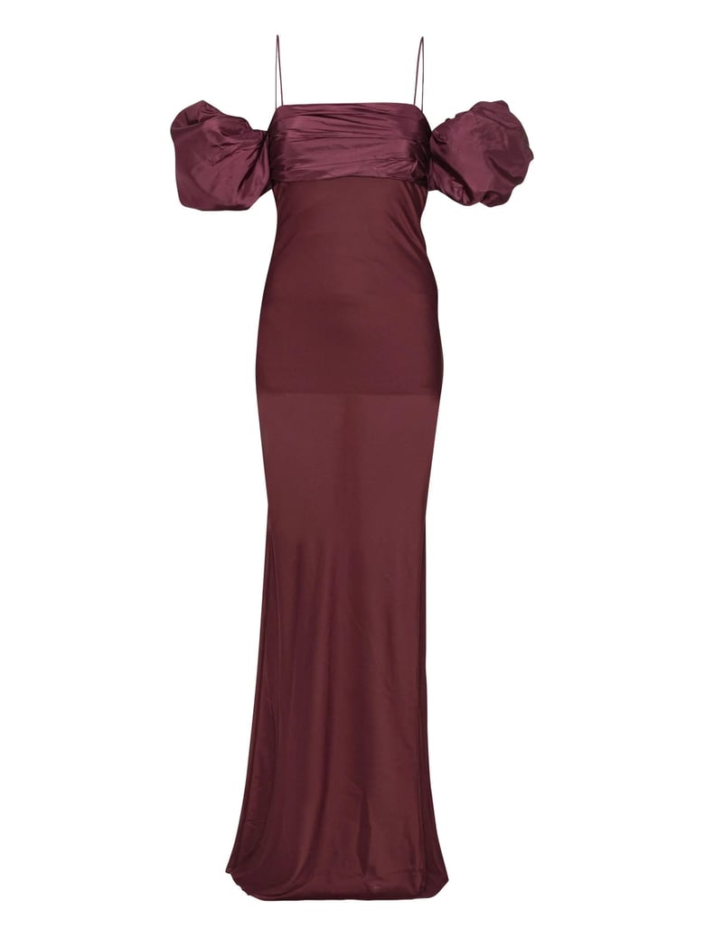 chiffon dress with puffed sleeves by Selfnex
