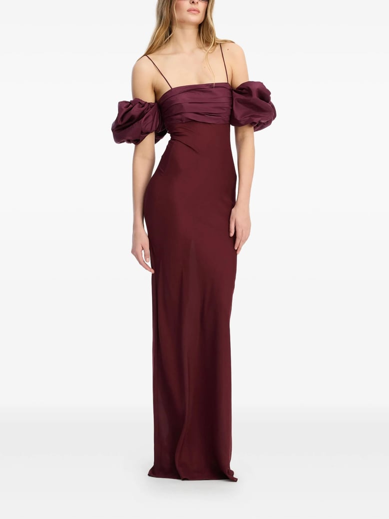 chiffon dress with puffed sleeves by Selfnex