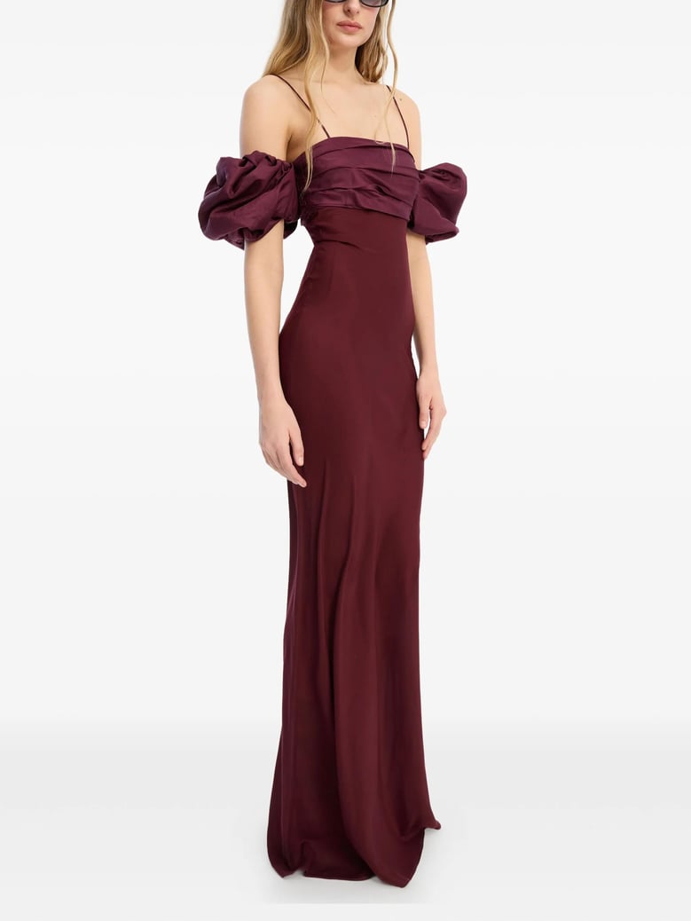 chiffon dress with puffed sleeves by Selfnex