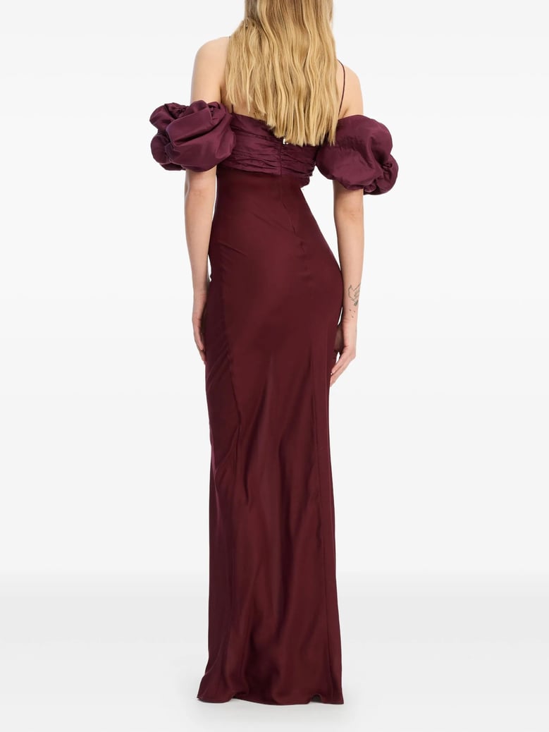 chiffon dress with puffed sleeves by Selfnex