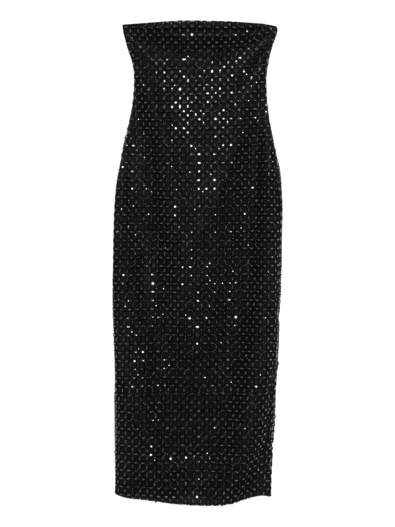 beaded-embellishment maxi dress by Selfnex