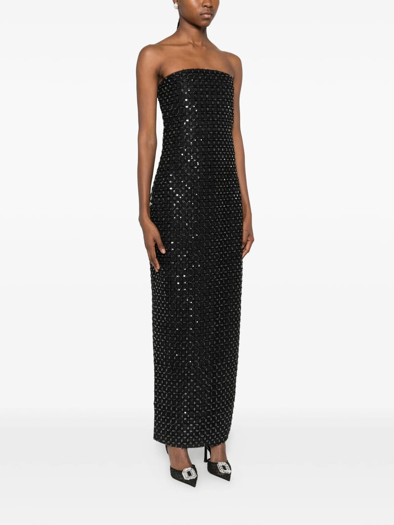 beaded-embellishment maxi dress by Selfnex