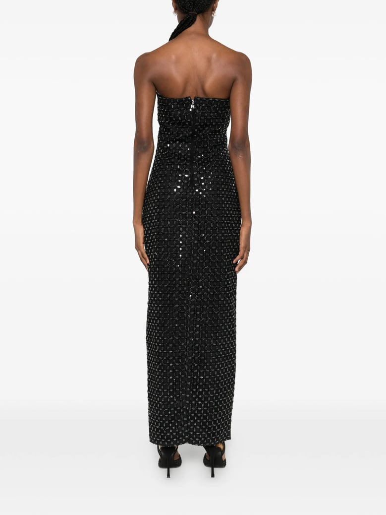 beaded-embellishment maxi dress by Selfnex