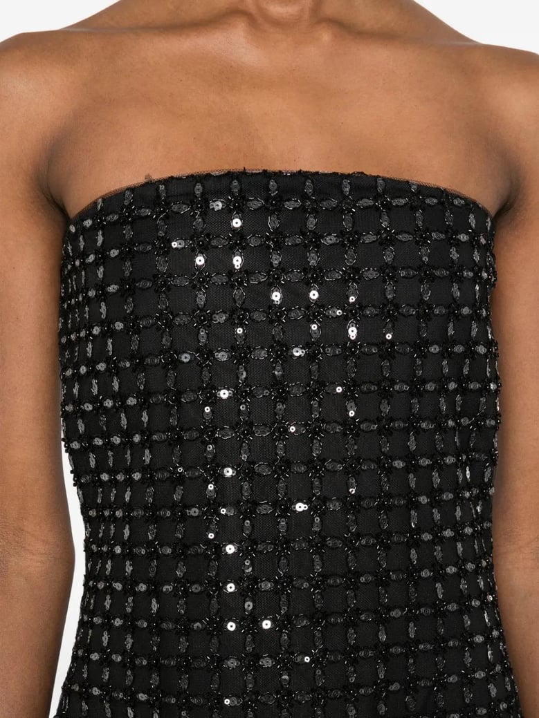 beaded-embellishment maxi dress by Selfnex