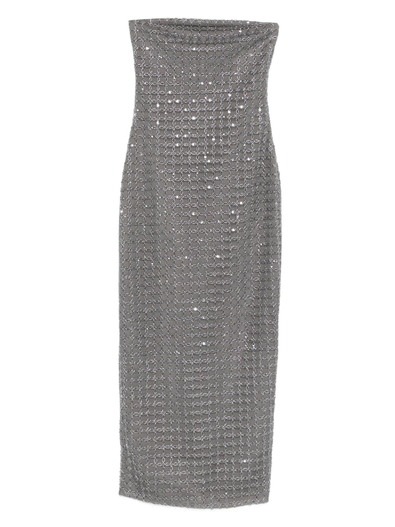 bead-embellishment maxi dress by Selfnex