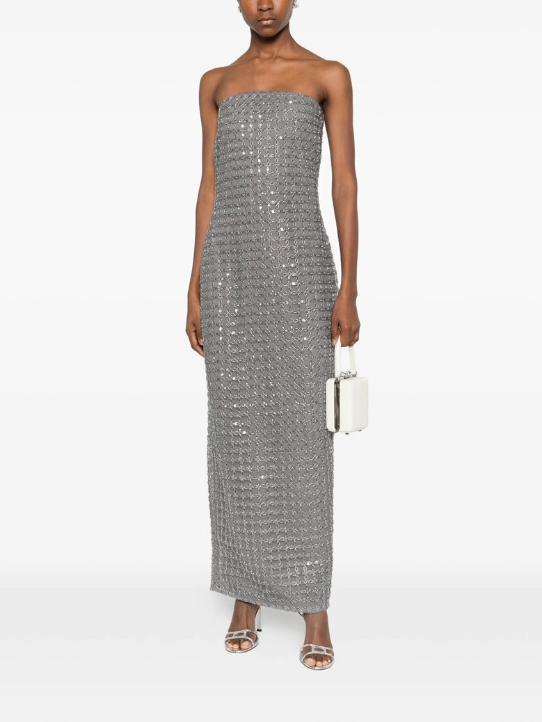 bead-embellishment maxi dress by Selfnex