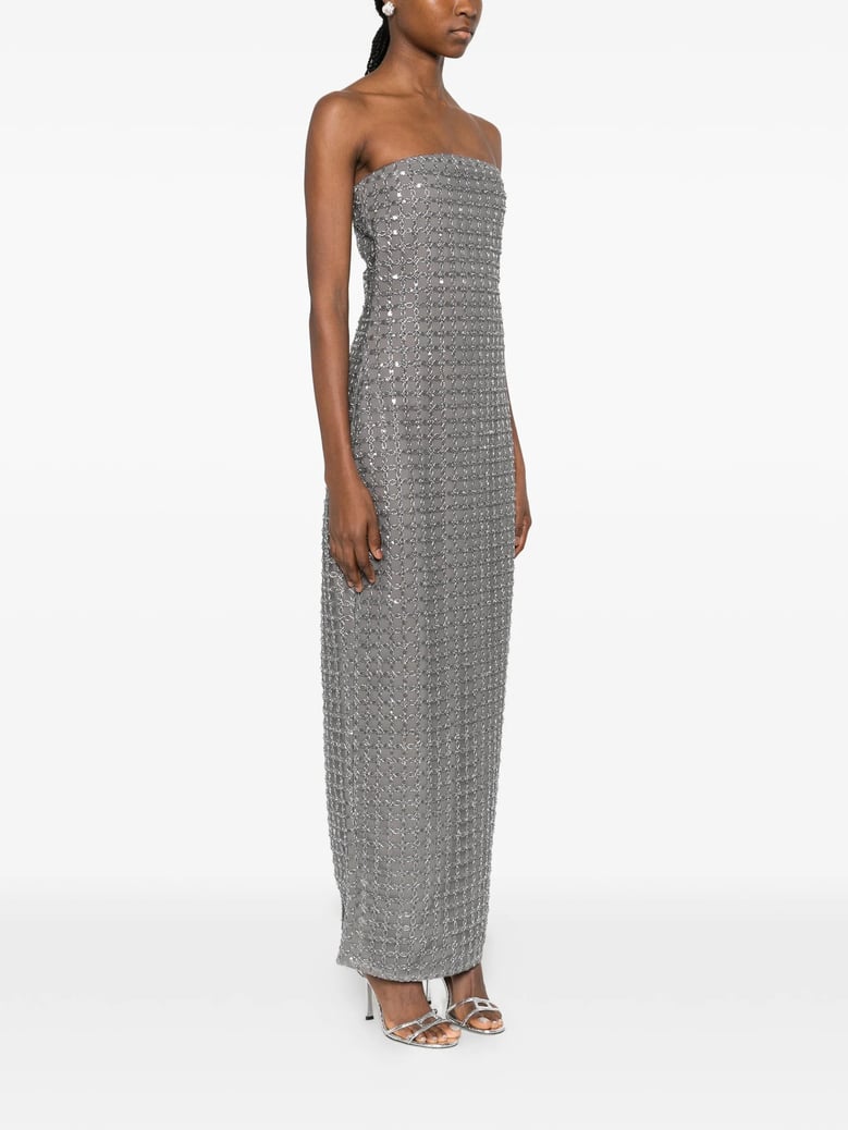 bead-embellishment maxi dress by Selfnex