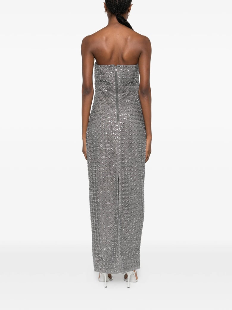 bead-embellishment maxi dress by Selfnex