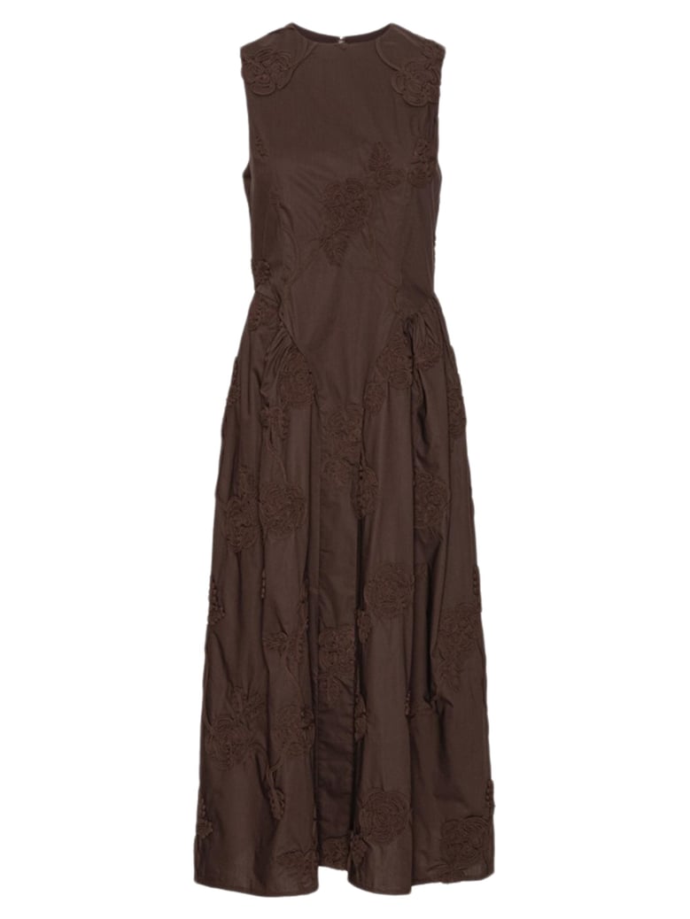 flower-detail midi dress by Selfnex