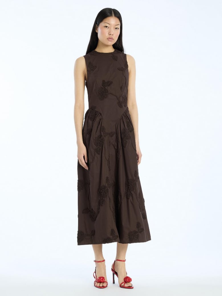 flower-detail midi dress by Selfnex