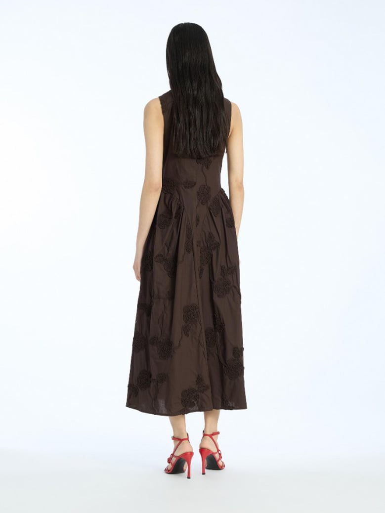 flower-detail midi dress by Selfnex