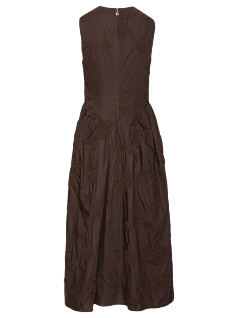 flower-detail midi dress by Selfnex