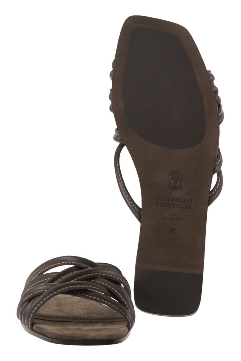 flat leather sandals with criss-cross straps by Selfnex