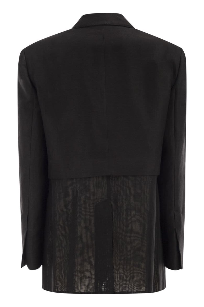 women s single-breasted viscose and linen jacket with transparent insert by Selfnex