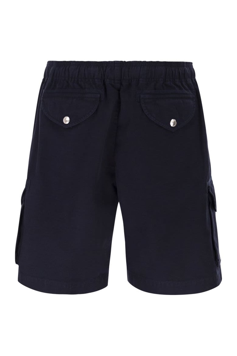 bermuda shorts in garment-dyed cotton gabardine with drawstring and double darts by Selfnex