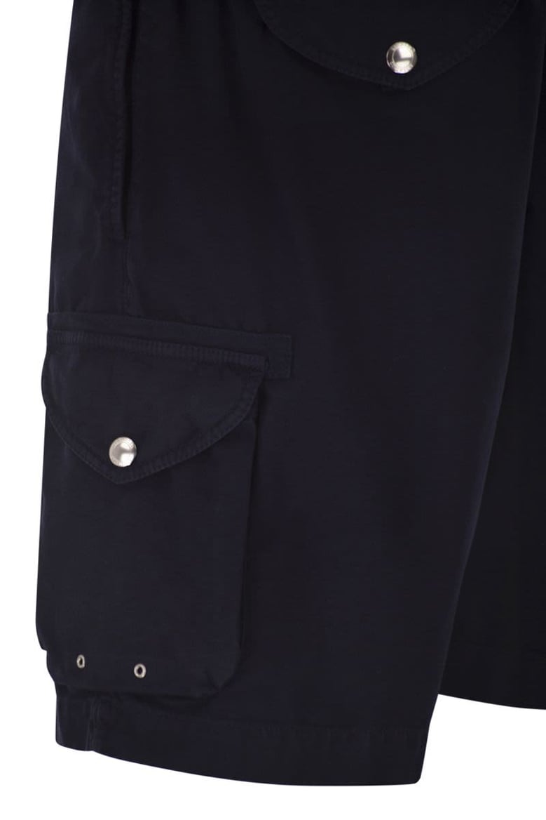 bermuda shorts in garment-dyed cotton gabardine with drawstring and double darts by Selfnex