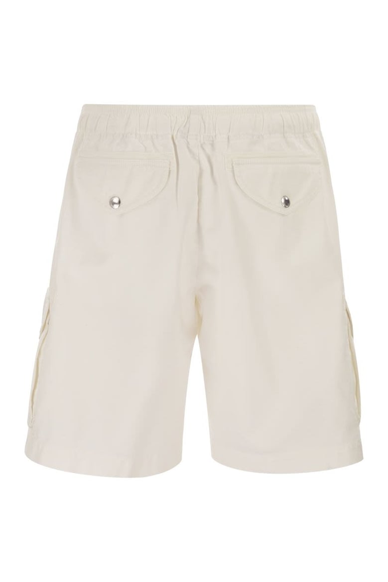 bermuda shorts in garment-dyed cotton gabardine with drawstring and double darts by Selfnex