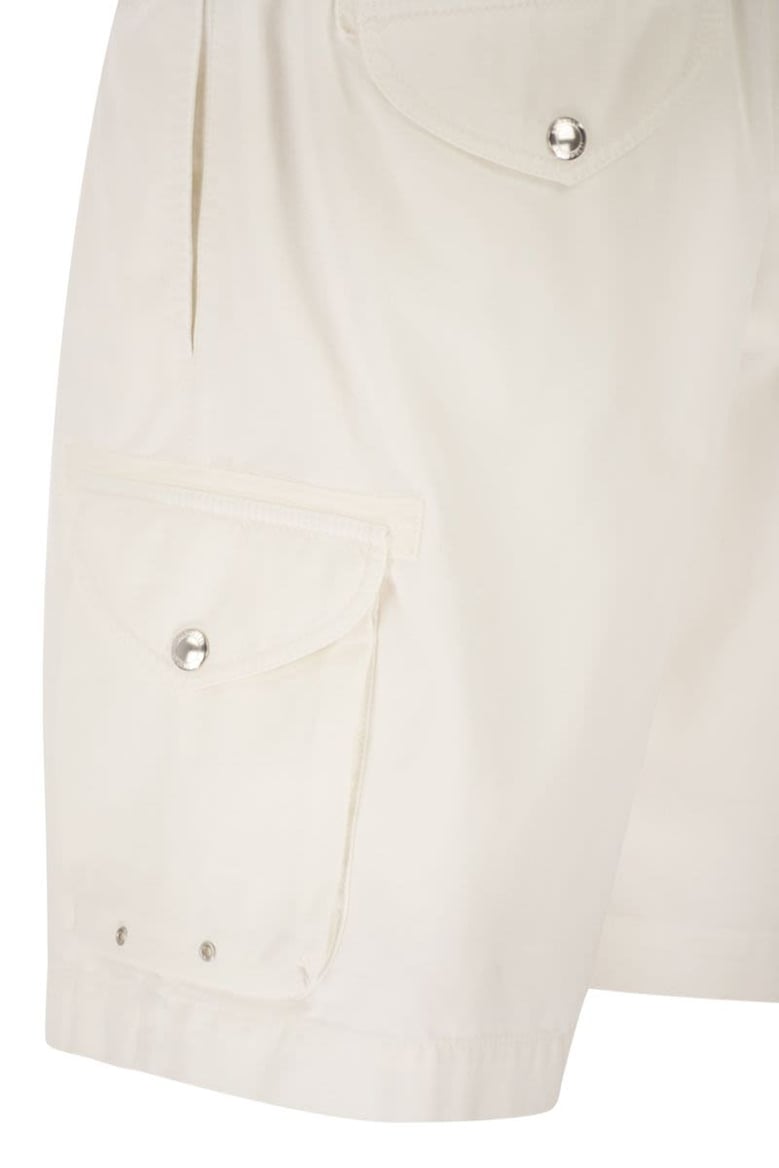 bermuda shorts in garment-dyed cotton gabardine with drawstring and double darts by Selfnex