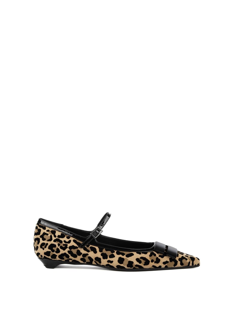 ballerina spotted suede with strap and heel by Selfnex