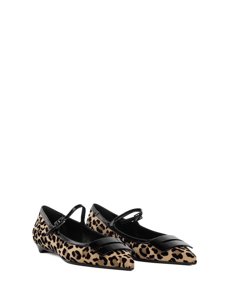 ballerina spotted suede with strap and heel by Selfnex