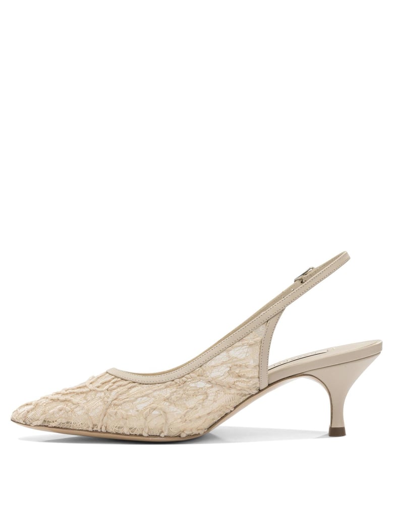 pink leather fabric heeled shoes by Selfnex