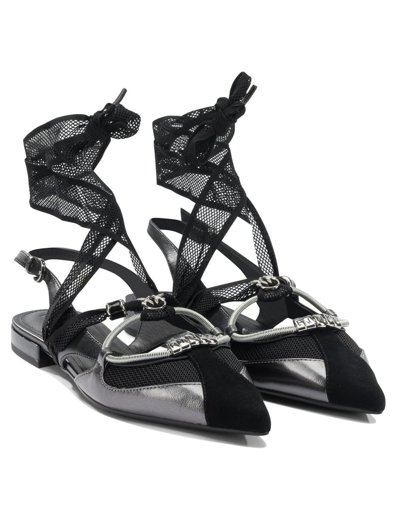 black leather ballerinas by Selfnex