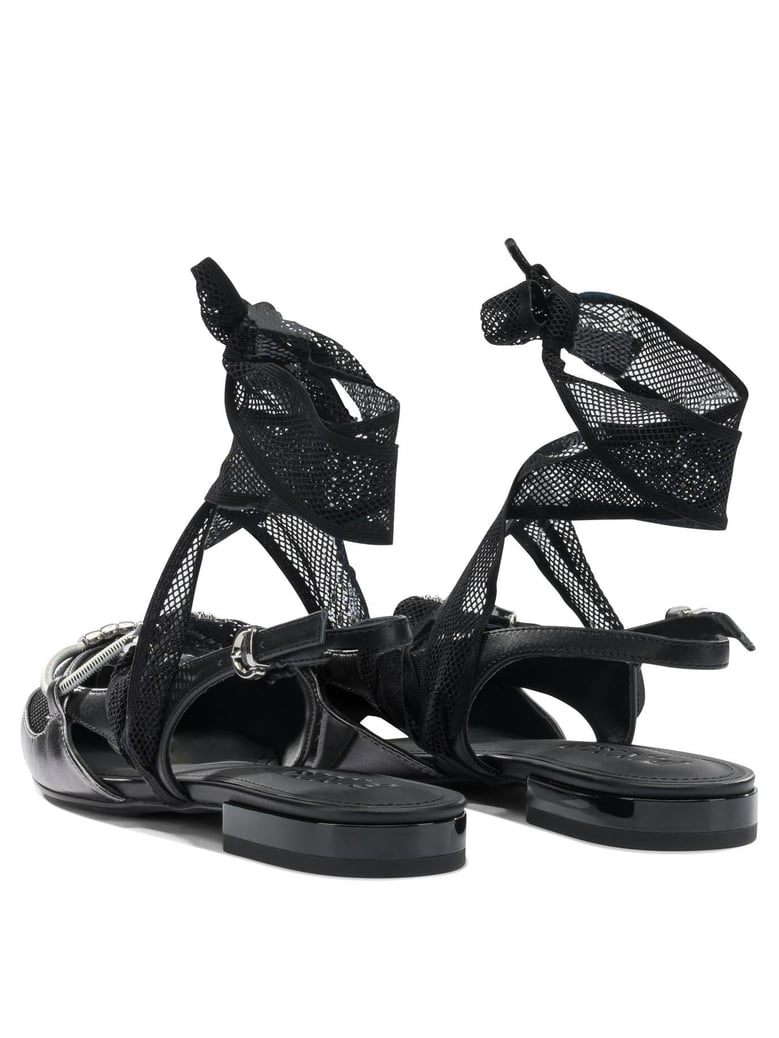 black leather ballerinas by Selfnex
