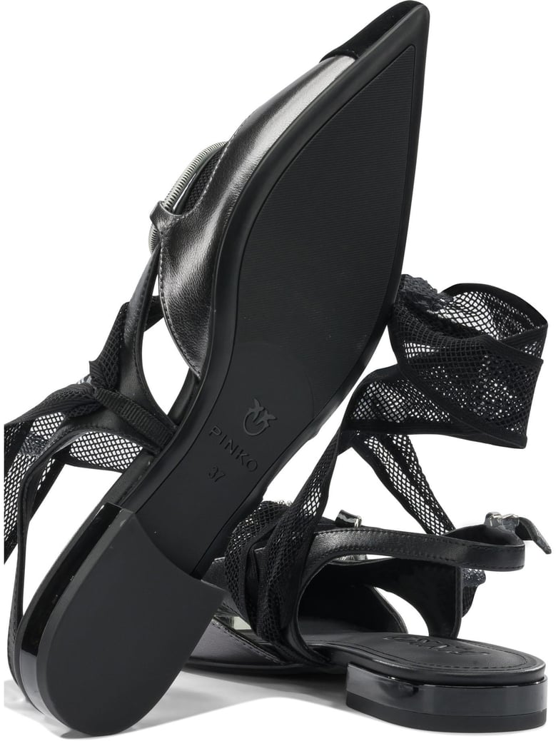black leather ballerinas by Selfnex
