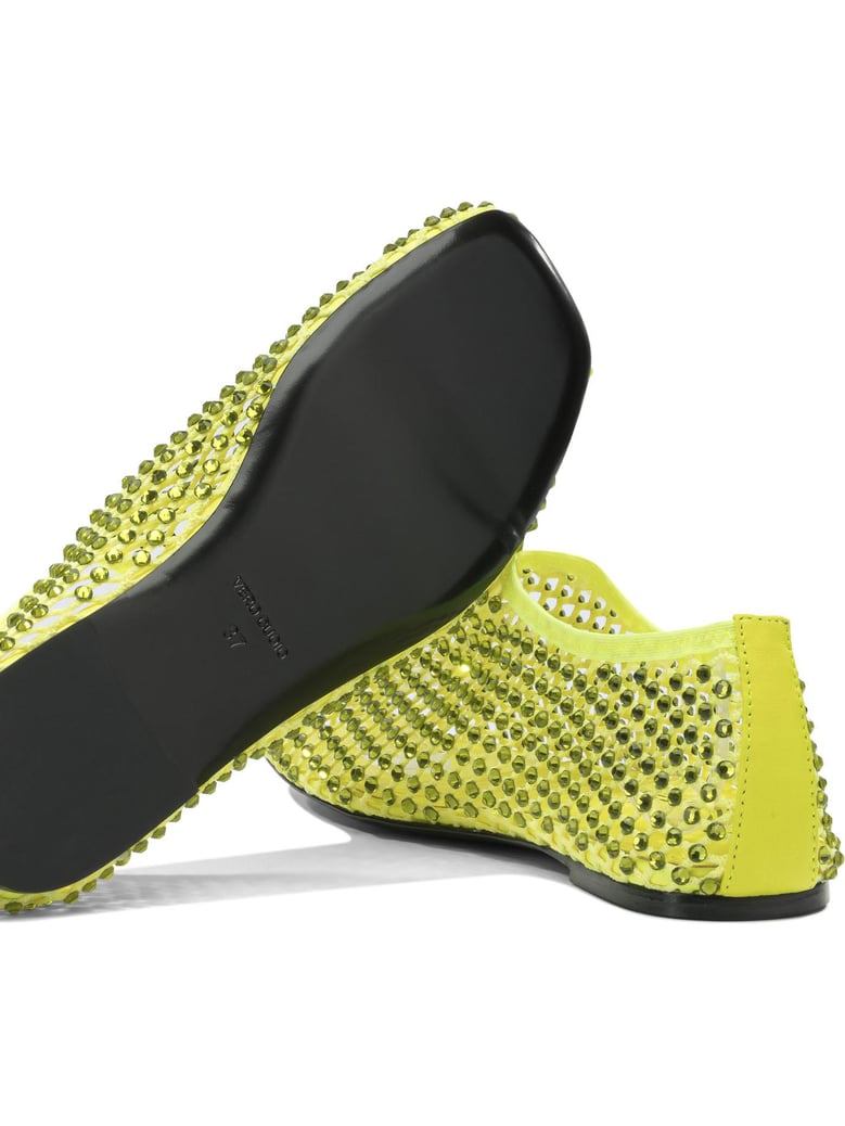 yellow mesh leather ballerinas by Selfnex