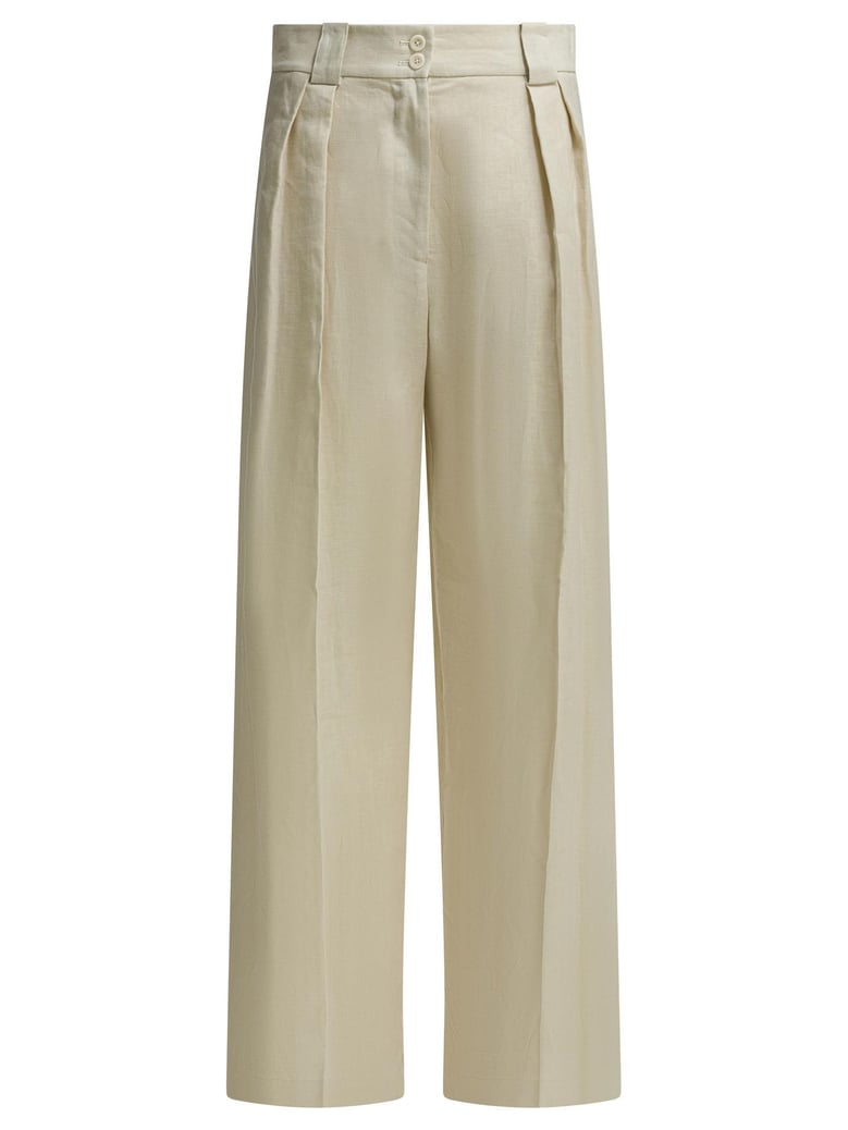 beige linen trousers by Selfnex
