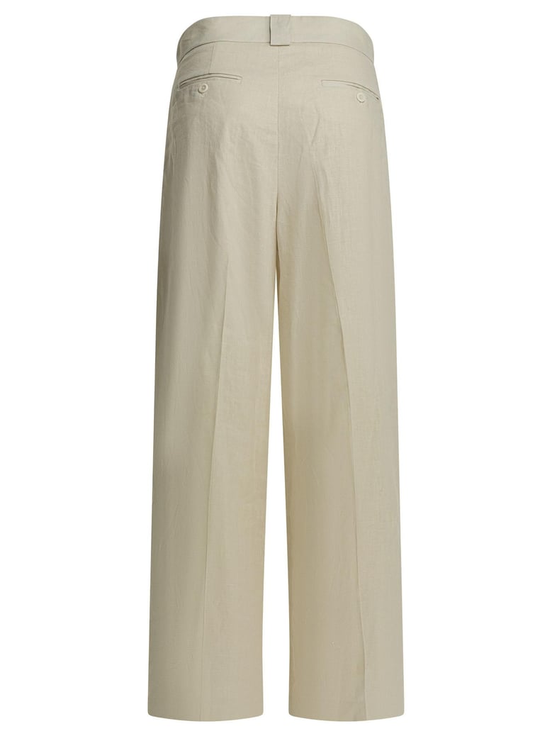 beige linen trousers by Selfnex