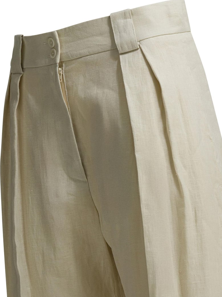 beige linen trousers by Selfnex