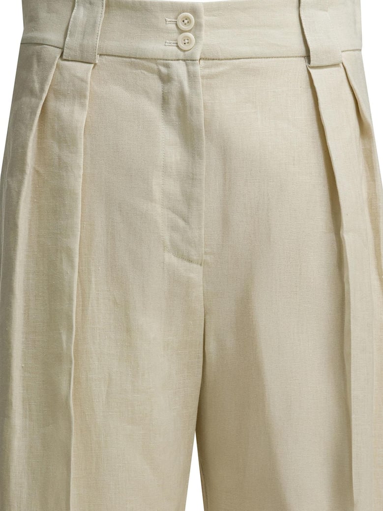 beige linen trousers by Selfnex