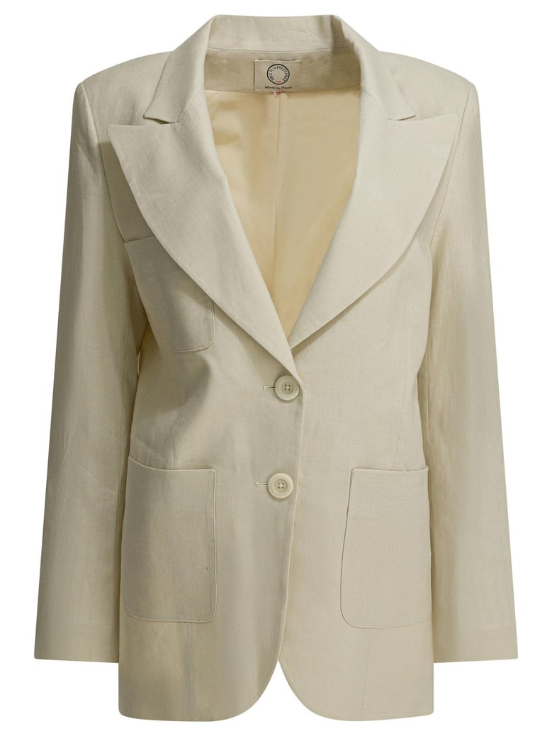 beige linen jacket by Selfnex