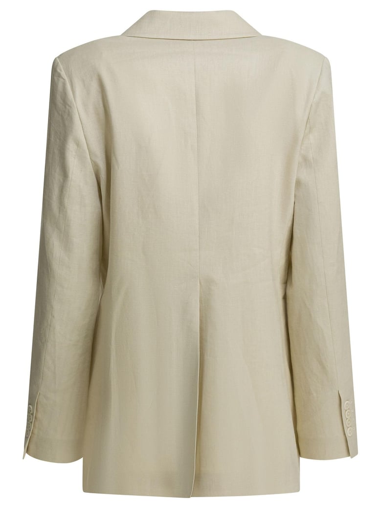 beige linen jacket by Selfnex