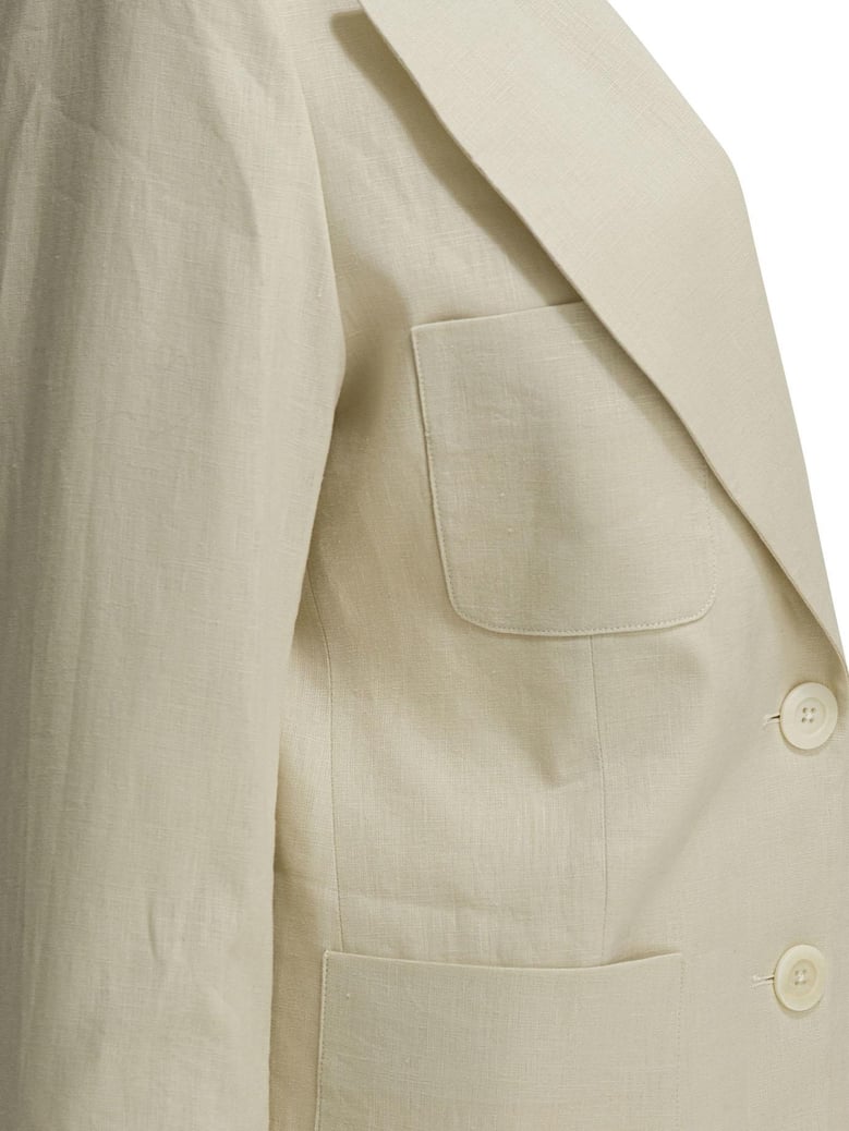 beige linen jacket by Selfnex