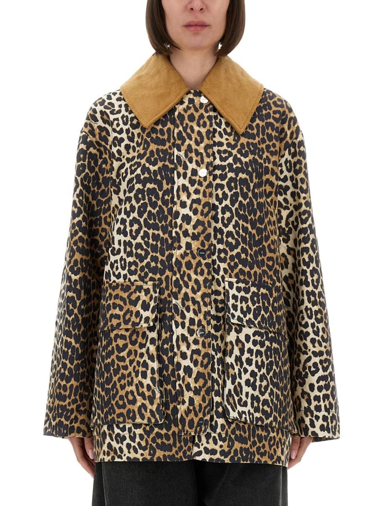 leopard print midi jacket by Selfnex