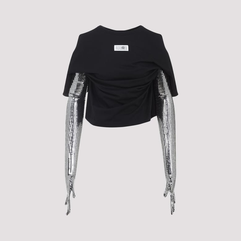 gloves-detail cotton t-shirt by Selfnex