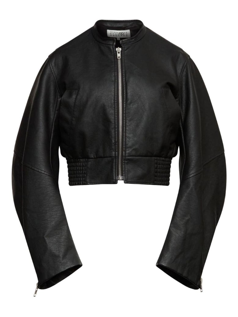 leather effect bomber jacket by Selfnex